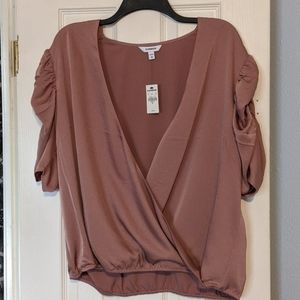 Express faux wrap ruffle sleeved blouse